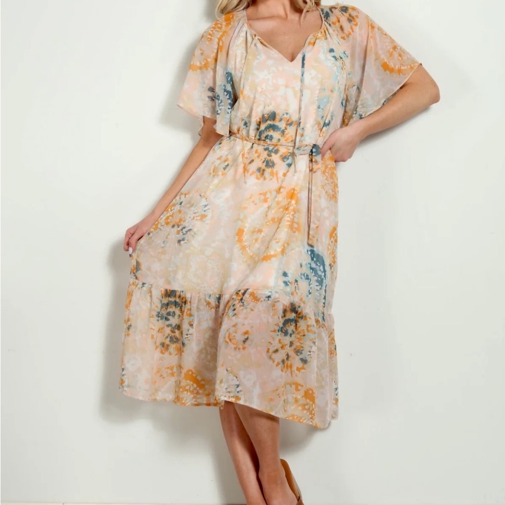 Print Dress with Tie Waist